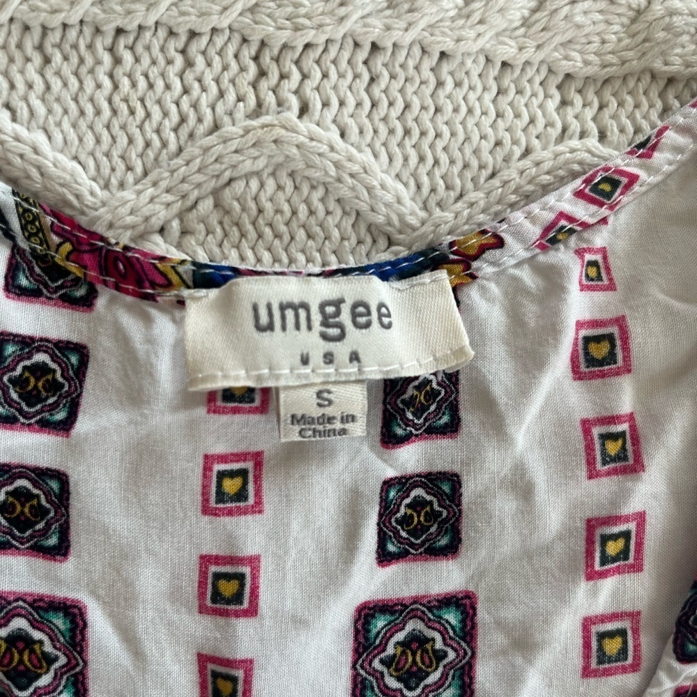 Umgee Rich White Vibrant Patterned Sundress Women’s Size Small - Picture 10 of 13